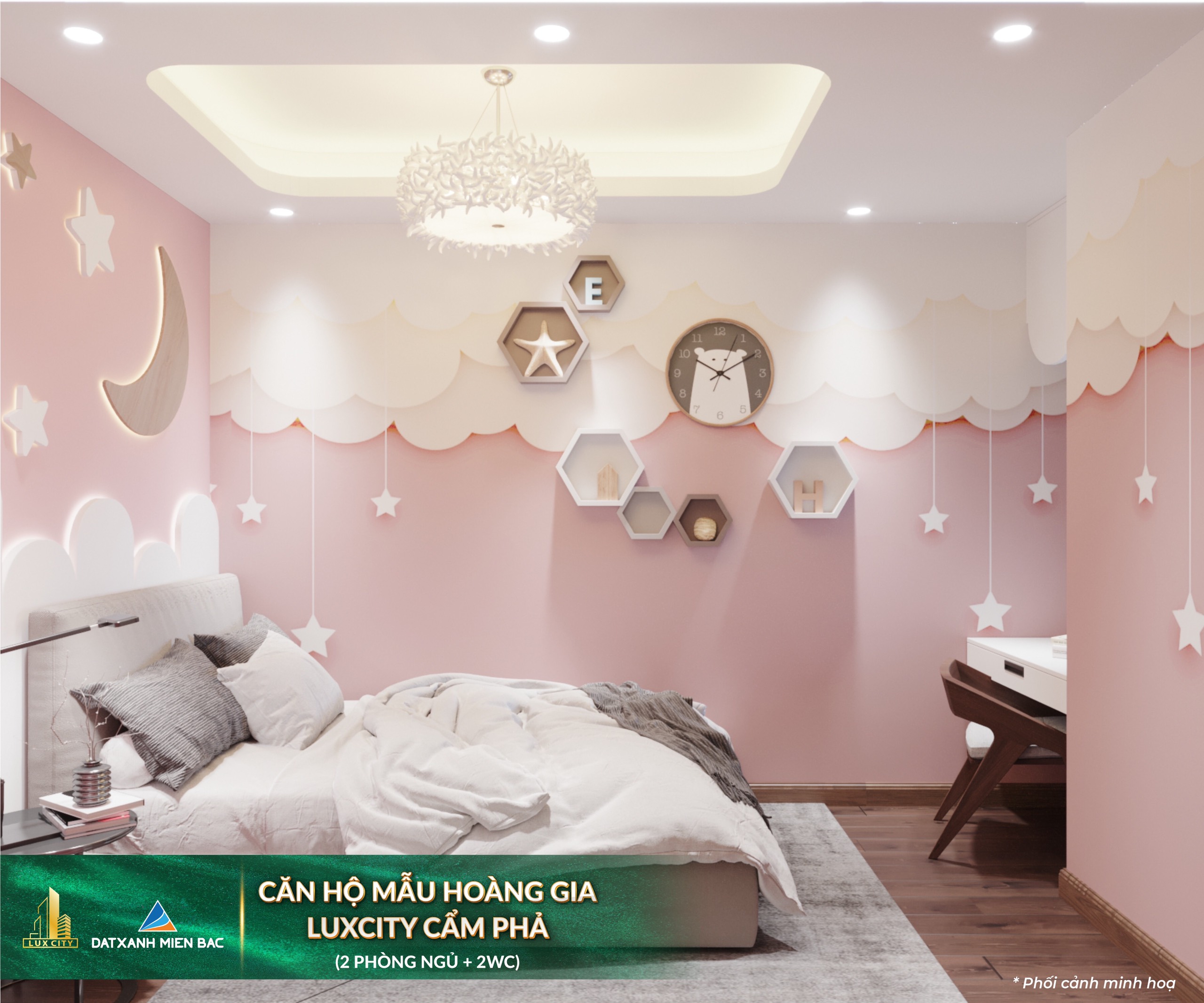 Phòng bếp căn hộ mẫu 2PN + 2VS – Luxcity Cẩm Phả